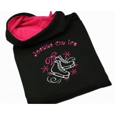 Personalised Ice Skate Figure Skating Hoodie Hoody with Crystals Diamante Rhinestones